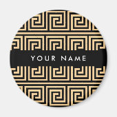Griechischer Meander Key Brown, Ihr Name, personal Magnet (Vorne)