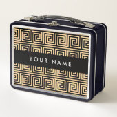 Griechischer Meander Key Brown, Ihr Name, personal Metall Brotdose (Vorderseite)