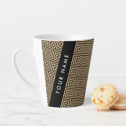 Griechischer Meander Key Brown, Ihr Name, personal Milchtasse (Beispiel)