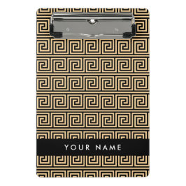 Griechischer Meander Key Brown, Ihr Name, personal Mini Klemmbrett