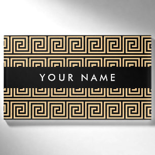 Griechischer Meander Key Brown, Ihr Name, personal Namenschild