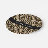 Griechischer Meander Key Brown, Ihr Name, personal Pappteller (Schrägansicht)