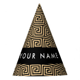 Griechischer Meander Key Brown, Ihr Name, personal Partyhütchen