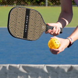 Griechischer Meander Key Brown, Ihr Name, personal Pickleball Schläger