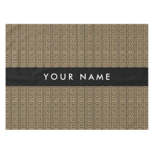 Griechischer Meander Key Brown, Ihr Name, personal Tischdecke
