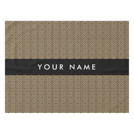 Griechischer Meander Key Brown, Ihr Name, personal Tischdecke (Vorderseite (Horizontal))