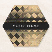 Griechischer Meander Key Brown, Ihr Name, personal Untersetzer (Vorderseite)