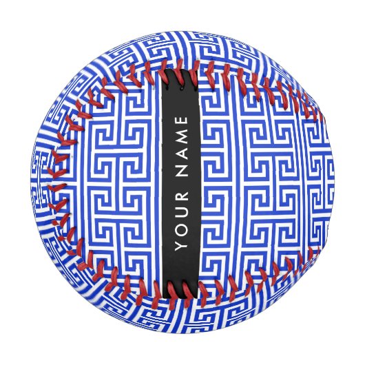 Griechischer Meander Key H Blue, Ihr Name, persona Baseball (Vorderseite Links)
