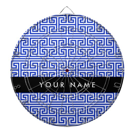 Griechischer Meander Key H Blue, Ihr Name, persona Dartscheibe (vorne)