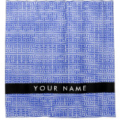 Griechischer Meander Key H Blue, Ihr Name, persona Duschvorhang (Vorderseite)