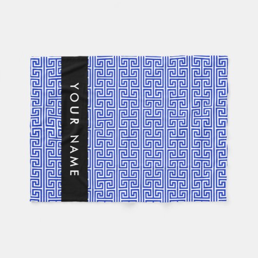 Griechischer Meander Key H Blue, Ihr Name, persona Fleecedecke (Vorderseite (Horizontal))