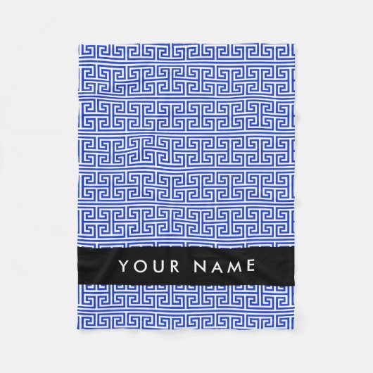 Griechischer Meander Key H Blue, Ihr Name, persona Fleecedecke (Vorderseite)