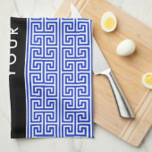 Griechischer Meander Key H Blue, Ihr Name, persona Geschirrtuch (Viertel Falte)