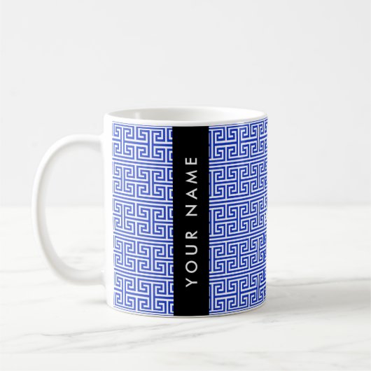 Griechischer Meander Key H Blue, Ihr Name, persona Kaffeetasse (Links)