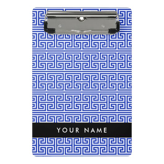 Griechischer Meander Key H Blue, Ihr Name, persona Mini Klemmbrett (Vorderseite)