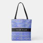 Griechischer Meander Key H Blue, Ihr Name, persona Tasche (Rückseite)
