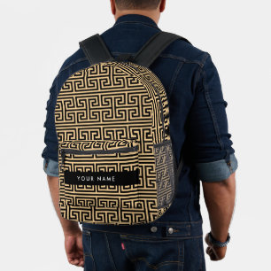 Griechischer Meander Key H Brown, Ihr Name, person Bedruckter Rucksack