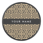Griechischer Meander Key H Brown, Ihr Name, person Eishockey Puck (Vorderseite)