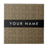 Griechischer Meander Key H Brown, Ihr Name, person Fliese (Vorderseite)