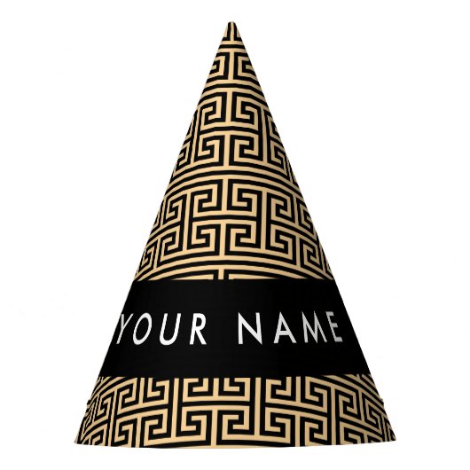 Griechischer Meander Key H Brown, Ihr Name, person Partyhütchen (Vorderseite)