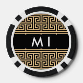 Griechischer Meander Key H Brown, Ihr Name, person Pokerchips (Rückseite)