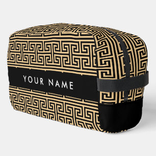 Griechischer Meander Key H Brown, Ihr Name, person Waschbeutel