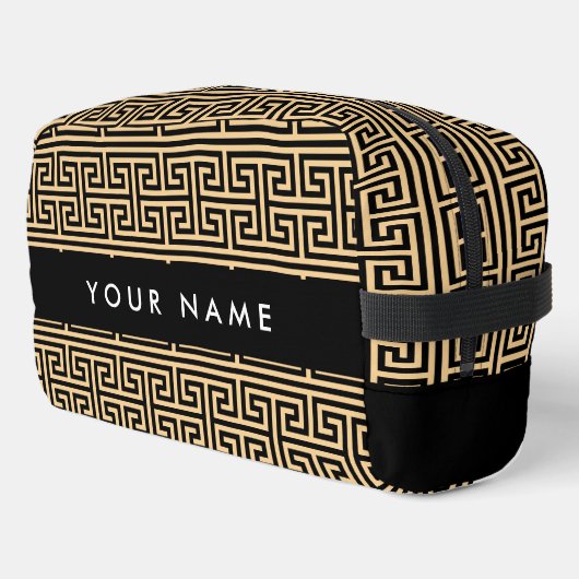 Griechischer Meander Key H Brown, Ihr Name, person Waschbeutel (Linke Seite)