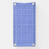 Griechischer Meander Key Square H Pattern Blau Banner (Vertikal)