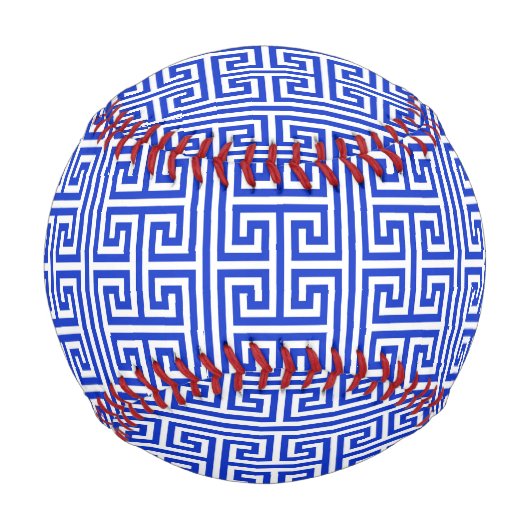 Griechischer Meander Key Square H Pattern Blau Baseball (Rückseite)