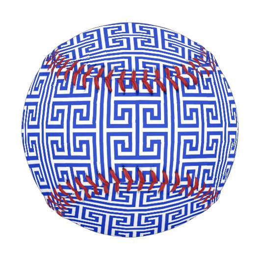Griechischer Meander Key Square H Pattern Blau Baseball (Vorderseite)