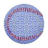 Griechischer Meander Key Square H Pattern Blau Baseball (Vorderseite Links)