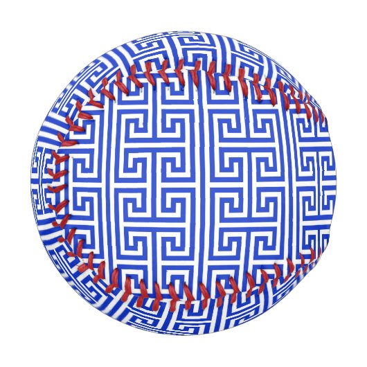 Griechischer Meander Key Square H Pattern Blau Baseball (Vorderseite Links)