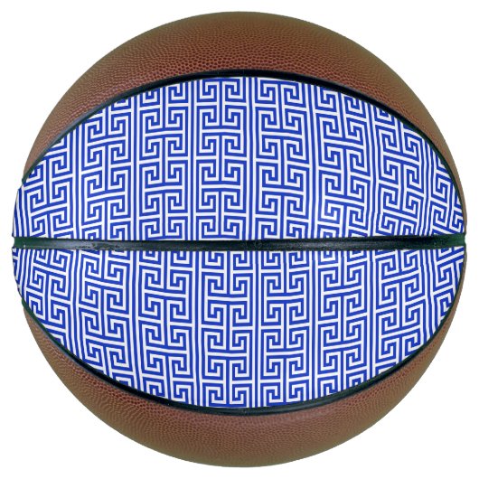 Griechischer Meander Key Square H Pattern Blau Basketball (Vorderseite)