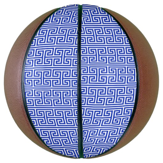 Griechischer Meander Key Square H Pattern Blau Basketball (Vertikal)