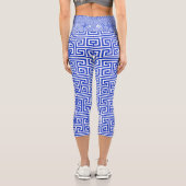 Griechischer Meander Key Square H Pattern Blau Capri Leggings (Rückseite)