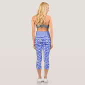 Griechischer Meander Key Square H Pattern Blau Capri Leggings (Rückseite)