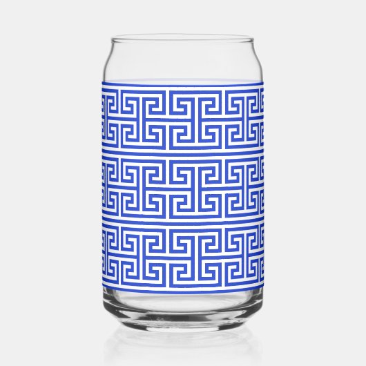 Griechischer Meander Key Square H Pattern Blau Dosenglas (Rückseite)