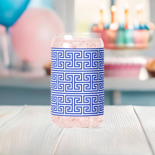 Griechischer Meander Key Square H Pattern Blau Dosenglas (Insitu (Baby Party))