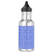 Griechischer Meander Key Square H Pattern Blau Edelstahlflasche (Rechts)