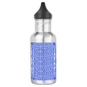 Griechischer Meander Key Square H Pattern Blau Edelstahlflasche (Links)