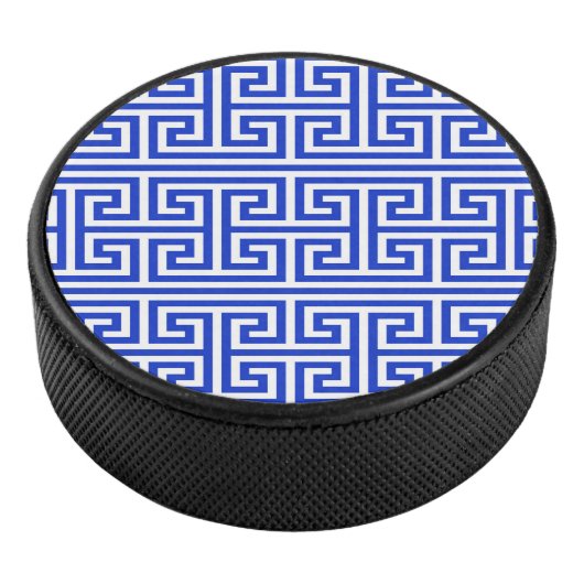 Griechischer Meander Key Square H Pattern Blau Eishockey Puck (3/4)