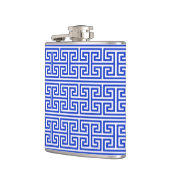 Griechischer Meander Key Square H Pattern Blau Flachmann (Links)