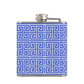 Griechischer Meander Key Square H Pattern Blau Flachmann (Rückseite)