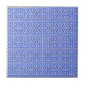 Griechischer Meander Key Square H Pattern Blau Fliese (Vorderseite)