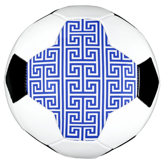 Griechischer Meander Key Square H Pattern Blau Fußball (Gedreht)
