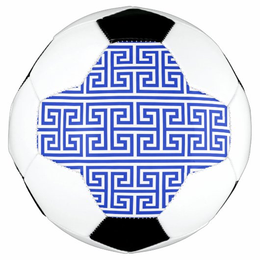 Griechischer Meander Key Square H Pattern Blau Fußball (Vorderseite)
