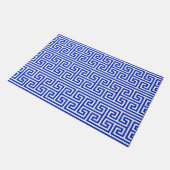 Griechischer Meander Key Square H Pattern Blau Fußmatte (Schrägansicht)