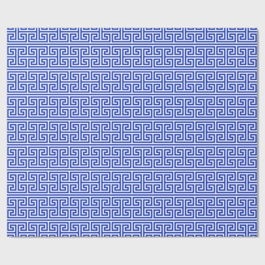 Griechischer Meander Key Square H Pattern Blau Geschenkpapier (Flach)