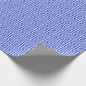 Griechischer Meander Key Square H Pattern Blau Geschenkpapier (Ecke)
