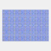 Griechischer Meander Key Square H Pattern Blau Geschenkpapier Set (Vorderseite 3)